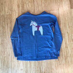 Girls Blue Horse Shirt, Tea Collection, Size 12